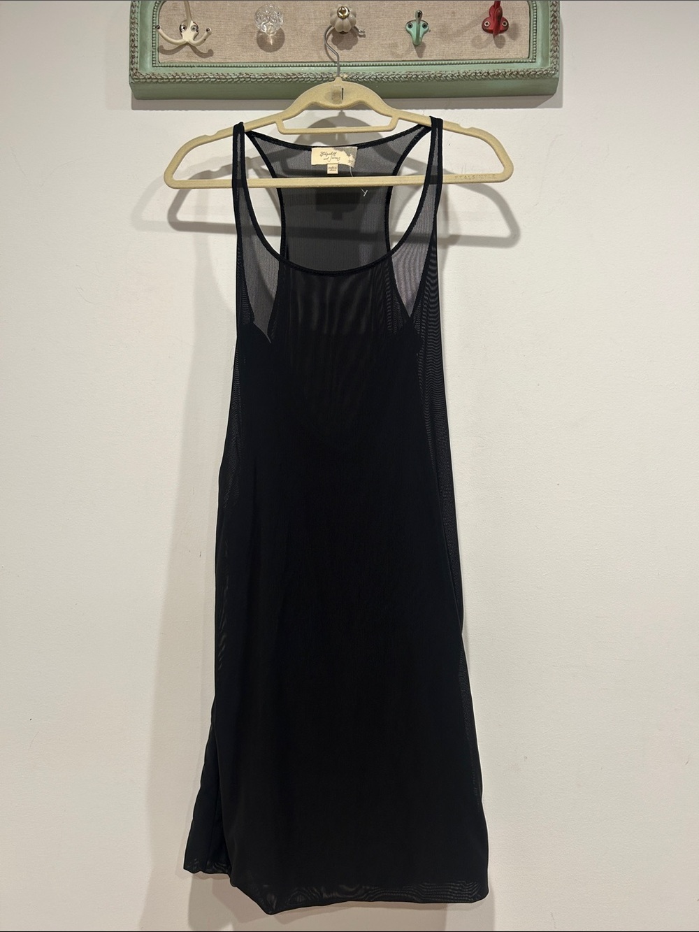Elizabeth and James Black Mesh racer back fitted Mini Dress women’s medium vtg